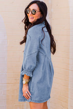 Load image into Gallery viewer, Buttoned Long Sleeve Denim Mini Dress