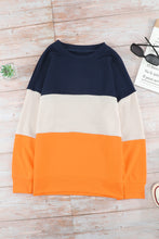 Load image into Gallery viewer, Colorblock Orange Contrast Stitching Sweatshirt with Slits