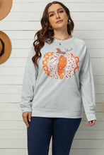 Load image into Gallery viewer, Halloween Pumpkin Leopard Print Plus Size Sweatshirt