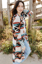 Load image into Gallery viewer, Multicolor Geometric Color Block Open Front Long Cardigan