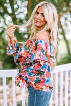 Load image into Gallery viewer, Floral Print Ruffled Off Shoulder Blouse