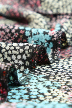 Load image into Gallery viewer, Multicolor Vibrant Floral Tie V Neck Puff Sleeve Blouse