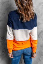 Load image into Gallery viewer, Colorblock Orange Contrast Stitching Sweatshirt with Slits