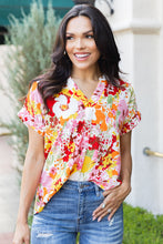 Load image into Gallery viewer, Boho Floral Print V Neck Short Sleeves Top