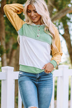 Load image into Gallery viewer, Colorblock Button Accent Pullover Hoodie