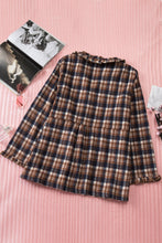 Load image into Gallery viewer, Yellow Plaid Print Button-up Turn Down Collar Plus Size Coat
