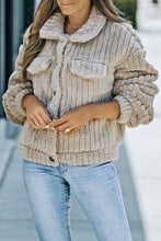 Load image into Gallery viewer, Khaki Solid Color Plush Fleece Button up Jacket