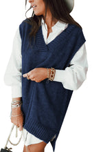 Load image into Gallery viewer, Dark Blue Knit Vest Pullover Sweater