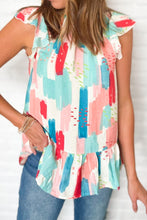 Load image into Gallery viewer, Color Block Ruffled Mock Neck Ruffled Top