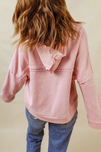Load image into Gallery viewer, Casual Button Solid Patchwork Trim Hoodie
