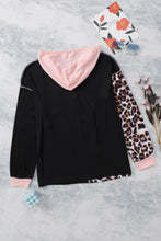 Load image into Gallery viewer, Leopard Patchwork Buttoned Hooded Sweatshirt