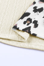 Load image into Gallery viewer, Beige Asymmetric Leopard Patchwork Wide Sleeve V Neck Sweater