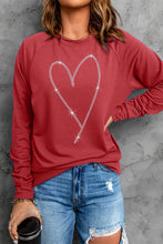 Load image into Gallery viewer, Rhinestone Heart Shaped Long Sleeve Sweatshirt