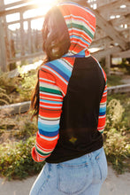 Load image into Gallery viewer, Multicolor Colorful Striped Patchwork Kangaroo Pocket Hoodie
