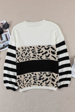 Load image into Gallery viewer, Slouchy Drop-shoulder Leopard Striped Colorblock Sweater