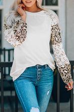 Load image into Gallery viewer, Beige Leopard Print Bubble Sleeve Top