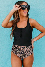 Load image into Gallery viewer, Square Neck Sleeveless Fashion Print Tankini Set