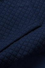 Load image into Gallery viewer, Navy Stand Neck Waffle Zip up Sweatshirt