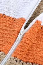 Load image into Gallery viewer, Zipped Front Colorblock Hollow-out Knit Hoodie