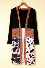 Load image into Gallery viewer, Western Pattern Cow Patchwork Open Front Cardigan