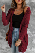 Load image into Gallery viewer, Burgundy Front Pocket and Buttons Closure Cardigan