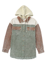 Load image into Gallery viewer, Color Block Button Down Hooded Corduroy Jacket
