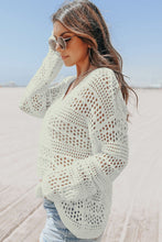 Load image into Gallery viewer, Hollow Out Crochet V Neck Pullover Sweater