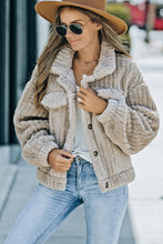 Load image into Gallery viewer, Khaki Solid Color Plush Fleece Button up Jacket