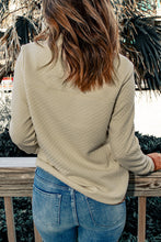 Load image into Gallery viewer, Beige Contrast Binding Snap Button Geometric Pullover Sweatshirt