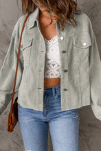 Load image into Gallery viewer, Raw Hem Flap Pockets Cropped Corduroy Jacket