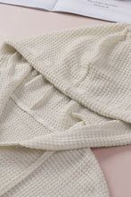 Load image into Gallery viewer, Waffle Knit Buttons Ruffled Hooded Top