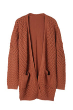 Load image into Gallery viewer, Open Front Woven Texture Knitted Cardigan with Pockets