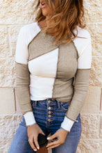 Load image into Gallery viewer, Irregular Color Block Seaming Trim Rib Knit Top