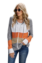 Load image into Gallery viewer, Zipped Front Colorblock Hollow-out Knit Hoodie