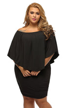Load image into Gallery viewer, Plus Size Multiple Dressing Layered Black Mini Poncho Dress