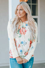 Load image into Gallery viewer, Floral Print Lace Contrast Long Sleeve Hoodie