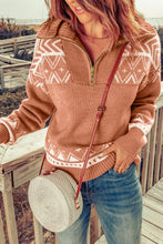 Load image into Gallery viewer, Geometry Knit Quarter Zip Sweater