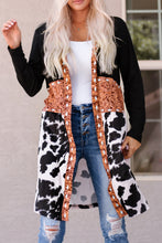 Load image into Gallery viewer, Western Pattern Cow Patchwork Open Front Cardigan