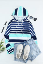 Load image into Gallery viewer, Multi Striped Drawstring Long Sleeve Hoodie