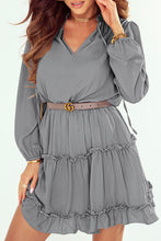 Load image into Gallery viewer, V Neck Long Sleeve Ruffle Tiered Mini Dress
