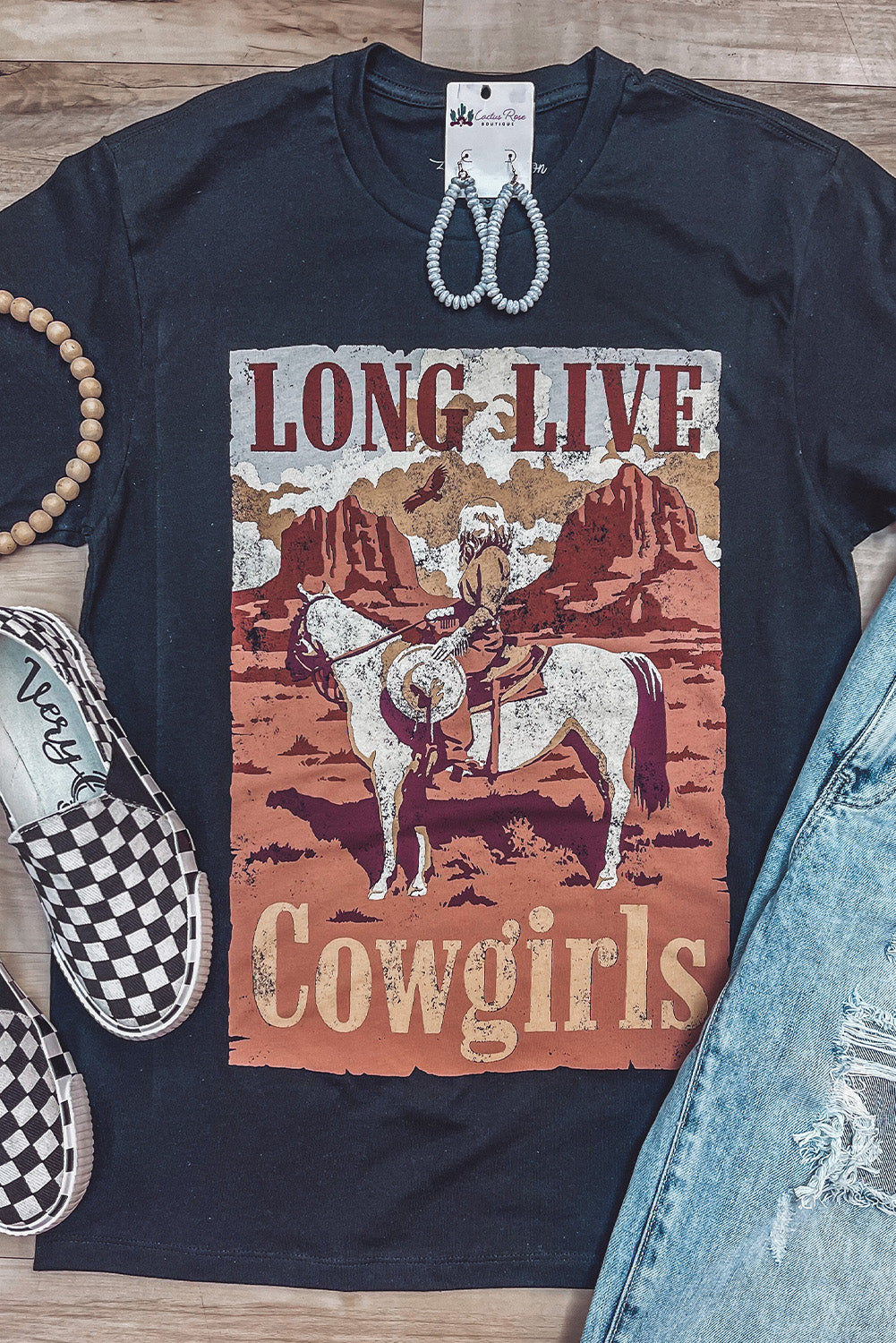 LONG LIVE Cowgirls Graphic Print Short Sleeve T Shirt
