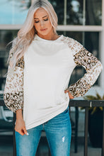 Load image into Gallery viewer, Beige Leopard Print Bubble Sleeve Top