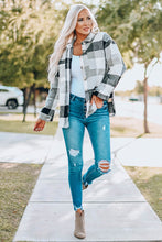 Load image into Gallery viewer, Plaid Color Block Buttoned Long Sleeve Jacket with Pocket