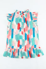 Load image into Gallery viewer, Color Block Ruffled Mock Neck Ruffled Top