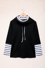 Load image into Gallery viewer, Striped Splicing High Neck Sweatshirt
