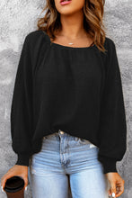 Load image into Gallery viewer, Scoop Neck Puff Sleeve Waffle Knit Top