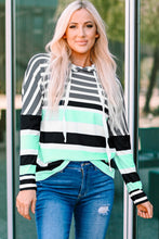 Load image into Gallery viewer, Striped Drawstring Long Sleeve Hoodie