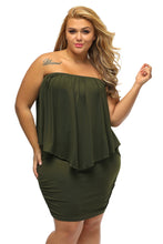 Load image into Gallery viewer, Plus Size Multiple Dressing Layered Army Green Mini Poncho Dress
