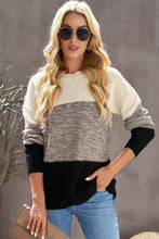 Load image into Gallery viewer, Color Block Netted Texture Pullover Sweater
