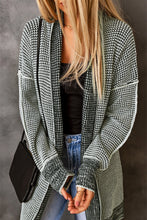 Load image into Gallery viewer, Plaid Knitted Long Open Front Cardigan